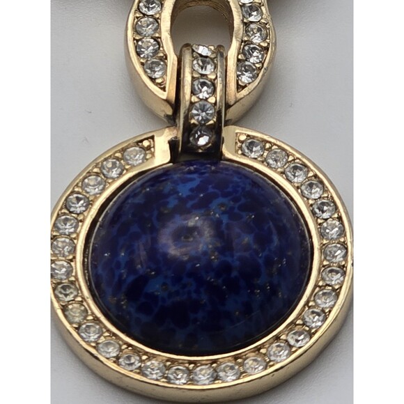 Vintage Christian Dior Signed Necklace & Matching Earrings, Gold-Tone w Crystals - Picture 2 of 10